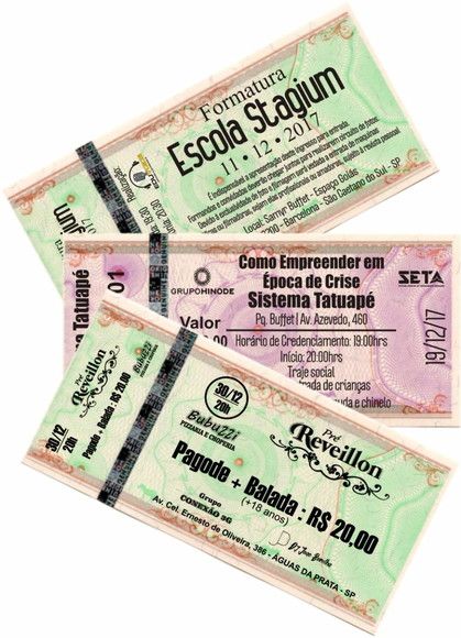 100 Ingressos de segurança tamanho 10,5x5,1 cm